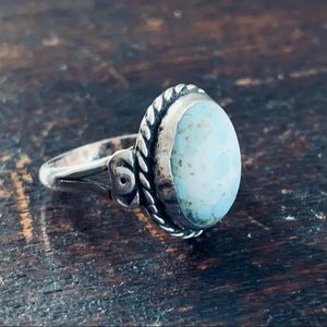 Vintage ECM Hecho En Mexico Sterling Silver With Light Blue Turquoise Ring